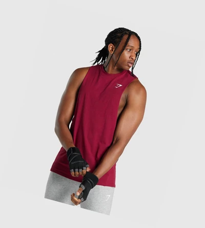 Gymshark Critical 2.0 Drop Arm Miesten Hihaton Paita Viininpunainen | STWCEF385