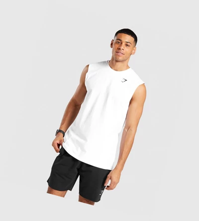 Gymshark Critical Hihattomat Miesten Hihaton Paita Valkoinen | PMONBV982
