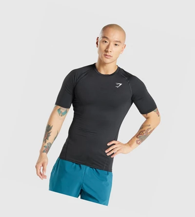 Gymshark Element Baselayer Miesten T Paidat Mustat | FXYCDR821