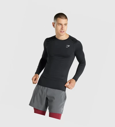 Gymshark Element Baselayer Miesten T Paidat Mustat | KBGRPV936
