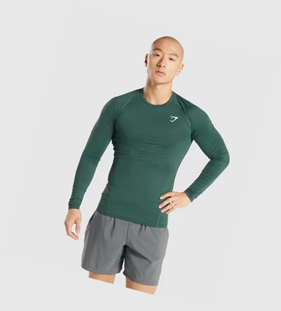 Gymshark Element Baselayer Miesten T Paidat Tummanvihreä | UXAEFR273
