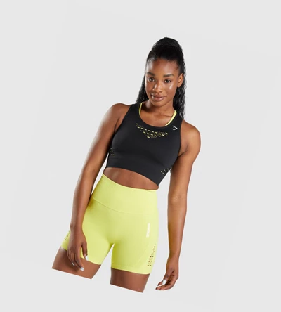 Gymshark Energy Seamless Crop Top Naisten Puserot Mustat | YXKGOQ096