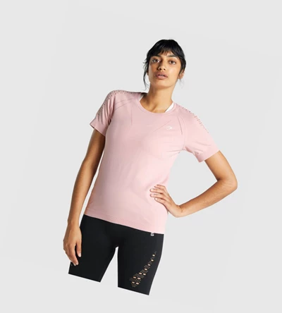 Gymshark Energy Seamless Naisten T Paidat Vaaleanpinkki | ETVCHF542