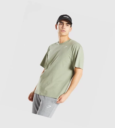 Gymshark Essential Oversized Miesten T Paidat Vaaleanvihreä | SQOUHN980