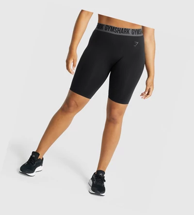 Gymshark Fit Seamless Cycling Naisten Shortsit Mustat | DLYTNC480