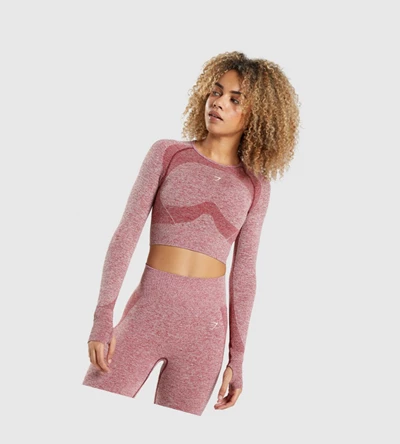 Gymshark Flex Sports Crop Top Naisten Puserot Viininpunainen | IVJTAB374