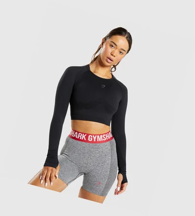 Gymshark Flex Sports Crop Top Naisten Puserot Mustat | PLFYJG064