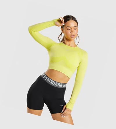 Gymshark Flex Sports Crop Top Naisten T Paidat Keltainen | GQSWYD947