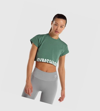 Gymshark Fraction Crop Top Naisten Puserot Vihreä | DULYIG942