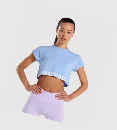 Gymshark Fraction Crop Top Naisten Puserot Vaaleansininen | FWZOPB430