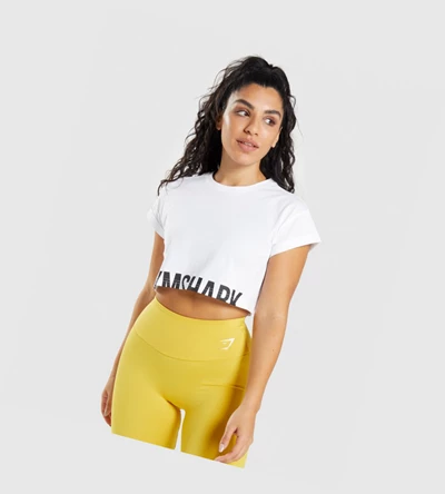 Gymshark Fraction Crop Top Naisten Puserot Valkoinen | GWQPXN563