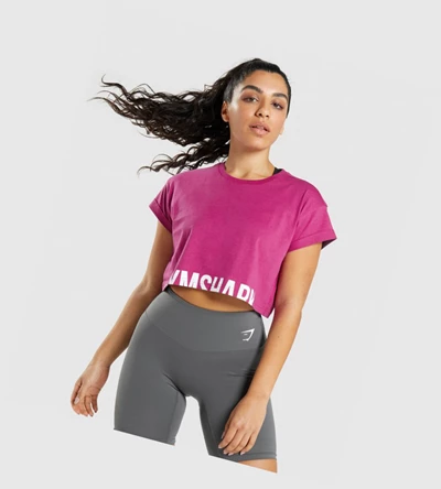 Gymshark Fraction Crop Top Naisten Puserot Pinkki | OCDMZQ140