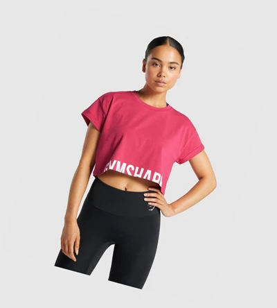 Gymshark Fraction Crop Top Naisten Puserot Pinkki | WVIMCF128