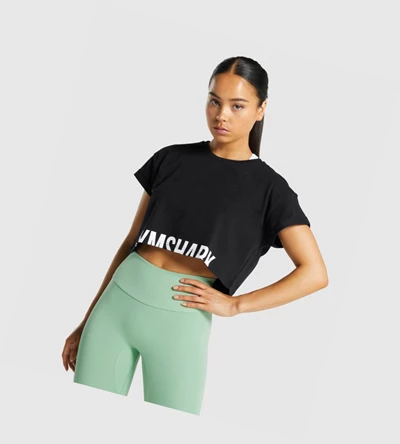 Gymshark Fraction Crop Top Naisten T Paidat Mustat | BZSVEI452