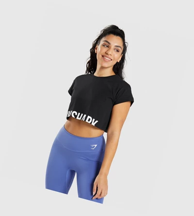 Gymshark Fraction Crop Top Naisten T Paidat Mustat | ECBGYU538