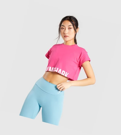 Gymshark Fraction Crop Top Naisten T Paidat Pinkki | NGBVDT637