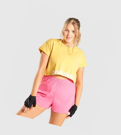 Gymshark Fraction Crop Top Naisten T Paidat Keltainen | UEPQWS670