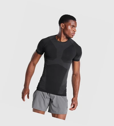 Gymshark Free Force Seamless Miesten T Paidat Mustat | PTVLZK415
