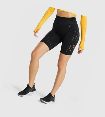 Gymshark Glow Seamless Naisten Shortsit Mustat | PTYWIL073
