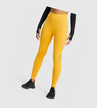 Gymshark Glow Seamless Tights High Waisted Naisten Leggingsit Keltainen | EJIRWQ394