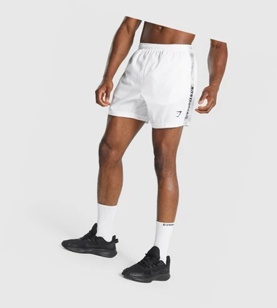 Gymshark Graafinen Urheilu Miesten Shortsit Valkoinen | IHXLQE023