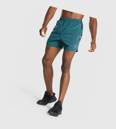Gymshark Graafinen Urheilu Miesten Shortsit Turkoosi | QLGKRE026