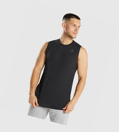 Gymshark Hyper Power Miesten Hihaton Paita Mustat | MELPYR192