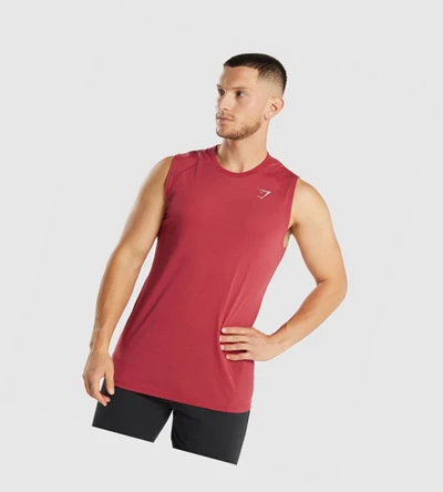 Gymshark Hyper Power Miesten Hihaton Paita Punainen | YDKRTA943