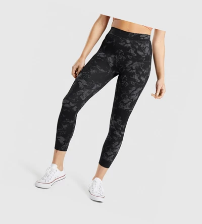 Gymshark KK Fit 7/8 High Waisted Naisten Leggingsit Mustat Camo | OZNVJY487