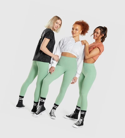 Gymshark KK Fit 7/8 High Waisted Naisten Leggingsit Vihreä | TRLKYI507