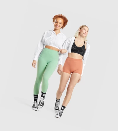 Gymshark KK Fit Zip-Up Cropped Naisten Vaatteet Valkoinen | FWGCPN812