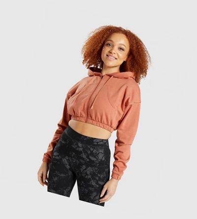 Gymshark KK Fit Zip-Up Cropped Naisten Vaatteet Oranssi | TMKAZC385