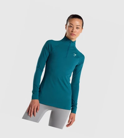 Gymshark Koulutus 1/4 Zip Naisten Vaatteet Turkoosi | KHZCTN849