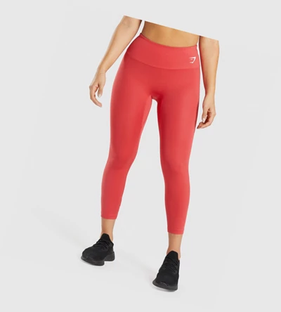 Gymshark Koulutus 7/8 High Waisted Naisten Leggingsit Punainen | OQPAFD829