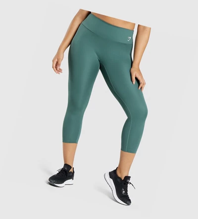 Gymshark Koulutus 7/8 High Waisted Naisten Leggingsit Tummanvihreä | QVPHDE402