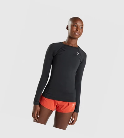 Gymshark Koulutus Baselayer Top Naisten T Paidat Mustat | UCLQNB746