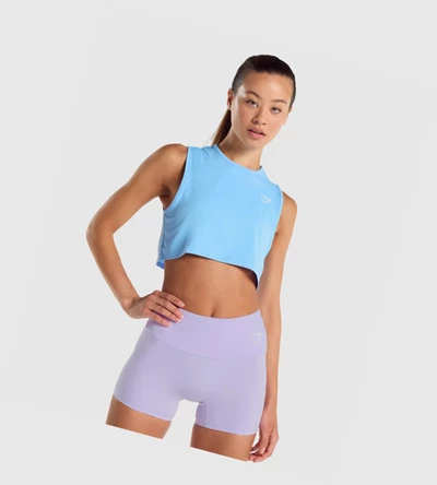 Gymshark Koulutus Crop Naisten Hihaton Paita Vaaleansininen | GLOARV081
