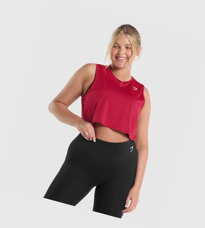 Gymshark Koulutus Crop Naisten Hihaton Paita Viininpunainen | MBGIKX928