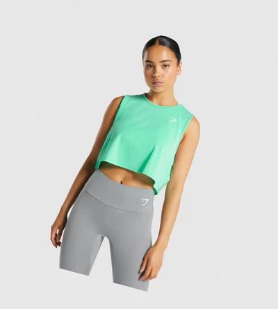 Gymshark Koulutus Crop Naisten Hihaton Paita Turkoosi | TBNWDU895