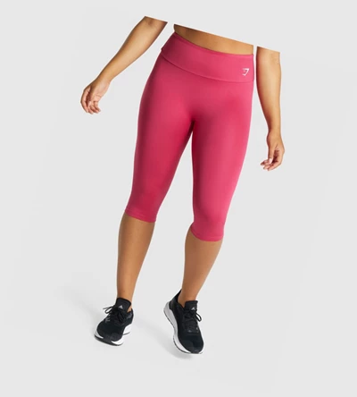 Gymshark Koulutus Cropped High Waisted Naisten Leggingsit Pinkki | TDHFKU985