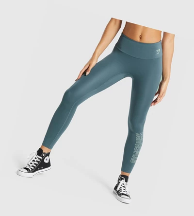 Gymshark Koulutus Graafinen High Waisted Naisten Leggingsit Turkoosi | PFUELY150