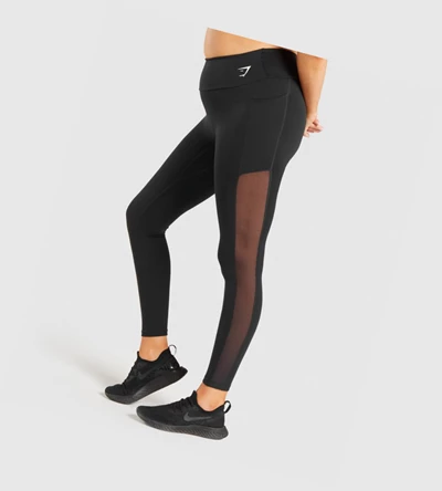 Gymshark Koulutus Mesh Pocket High Waisted Naisten Leggingsit Mustat | AISFJP703
