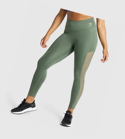 Gymshark Koulutus Mesh Pocket High Waisted Naisten Leggingsit Vihreä | BANGIV348