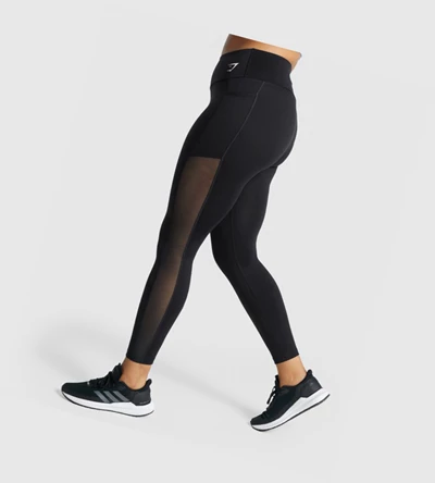 Gymshark Koulutus Mesh Pocket High Waisted Naisten Leggingsit Mustat | BFAPJM834
