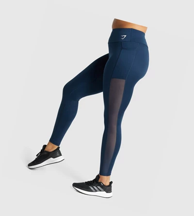 Gymshark Koulutus Mesh Pocket High Waisted Naisten Leggingsit Laivastonsininen | HEFUZT783