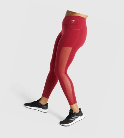 Gymshark Koulutus Mesh Pocket High Waisted Naisten Leggingsit Viininpunainen | IFBJNA068