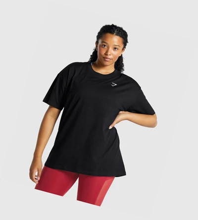 Gymshark Koulutus Oversized Naisten T Paidat Mustat | HCADEQ180