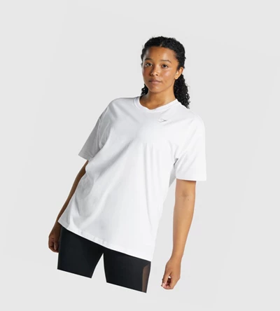 Gymshark Koulutus Oversized Naisten T Paidat Valkoinen | TFLGVD605