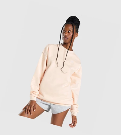 Gymshark Koulutus Oversized Sweatshirt Naisten Vaatteet Vaaleanruskea | QYCOXL532