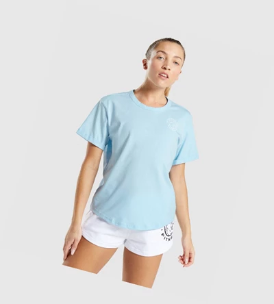 Gymshark Legacy Graafinen Naisten T Paidat Sininen | NAOMCR219